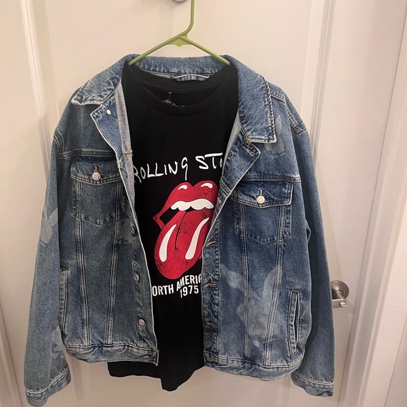 Pre-owned Playboy Bunny Logo Demin Blue Jacket & A XL Rolling Stone T-Shirt - Picture 2 of 16